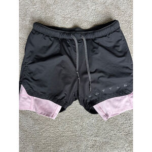 Men's Battle Black & Pink Athletic Shorts M